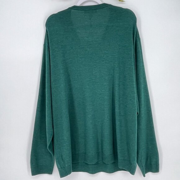 Turnbury Merino Wool Sweater 3XT NWT Green V-Neck Classic Preppy Soft Luxe Mens - Picture 2 of 9